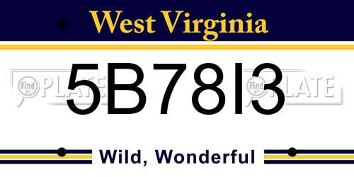 5B78I3 West Virginia License Plate