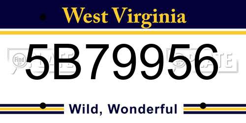 5B79956 West Virginia License Plate