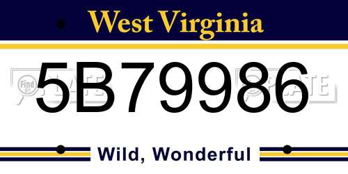 5B79986 West Virginia License Plate