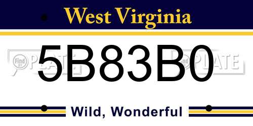 5B83B0 West Virginia License Plate