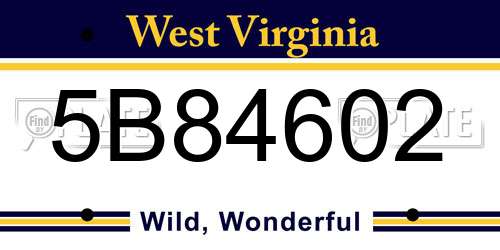 5B84602 West Virginia License Plate