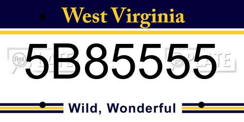 5B85555 West Virginia License Plate