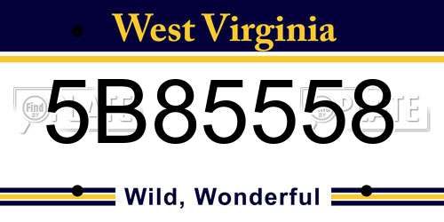 5B85558 West Virginia License Plate
