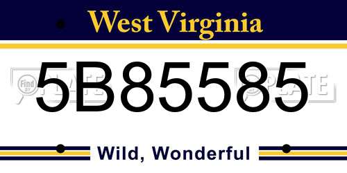 5B85585 West Virginia License Plate