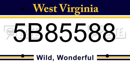 5B85588 West Virginia License Plate