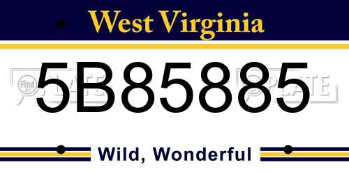 5B85885 West Virginia License Plate
