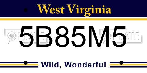 5B85M5 West Virginia License Plate