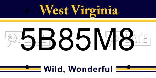 5B85M8 West Virginia License Plate