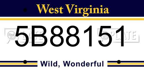 5B88151 West Virginia License Plate