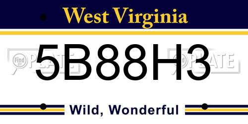5B88H3 West Virginia License Plate