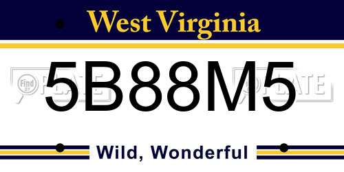 5B88M5 West Virginia License Plate