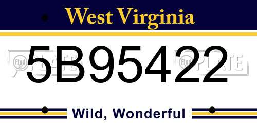 5B95422 West Virginia License Plate