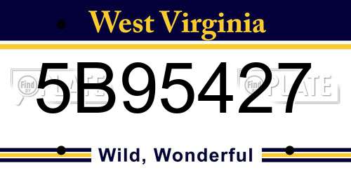 5B95427 West Virginia License Plate