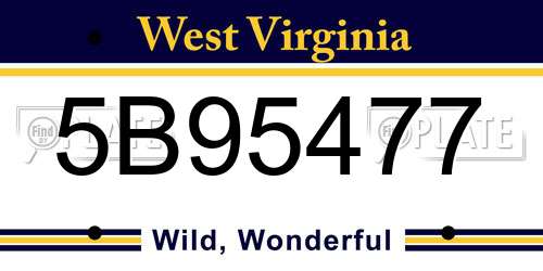 5B95477 West Virginia License Plate