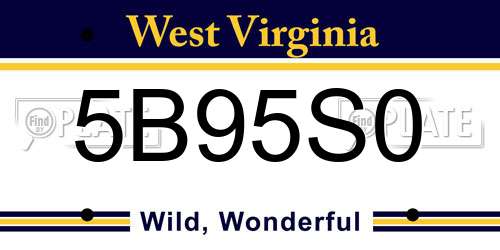 5B95S0 West Virginia License Plate