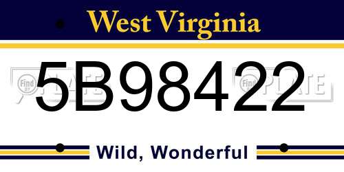 5B98422 West Virginia License Plate