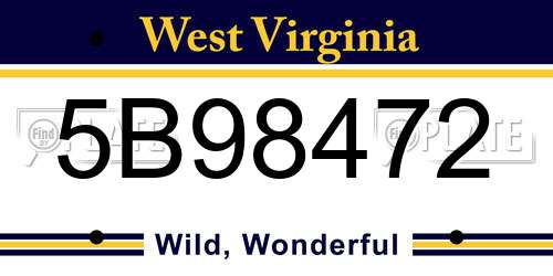5B98472 West Virginia License Plate