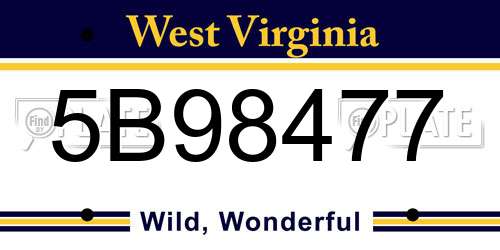 5B98477 West Virginia License Plate
