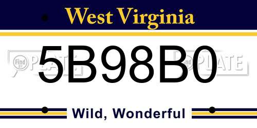 5B98B0 West Virginia License Plate