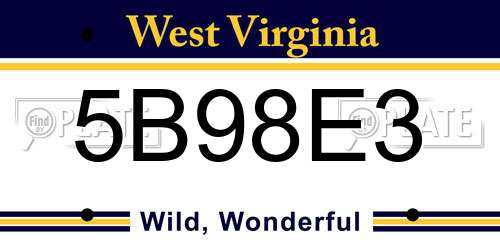 5B98E3 West Virginia License Plate