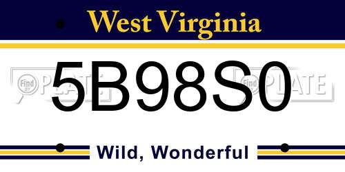 5B98S0 West Virginia License Plate