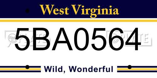 5BA0564 West Virginia License Plate