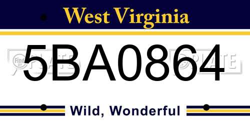 5BA0864 West Virginia License Plate