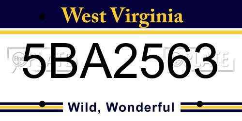 5BA2563 West Virginia License Plate