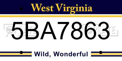 5BA7863 West Virginia License Plate