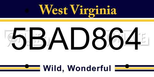 5BAD864 West Virginia License Plate