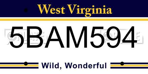 5BAM594 West Virginia License Plate