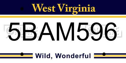 5BAM596 West Virginia License Plate
