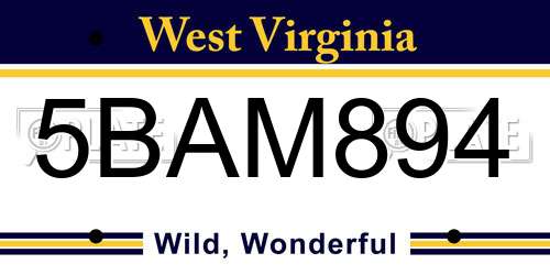 5BAM894 West Virginia License Plate
