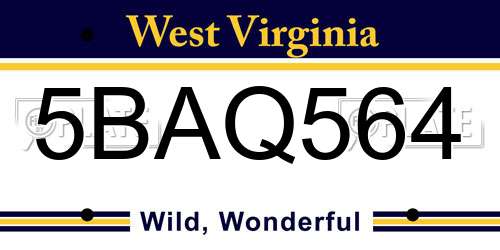 5BAQ564 West Virginia License Plate