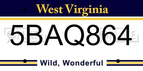 5BAQ864 West Virginia License Plate