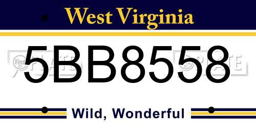 5BB8558 West Virginia License Plate