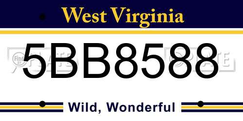 5BB8588 West Virginia License Plate