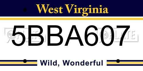 5BBA607 West Virginia License Plate