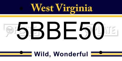 5BBE50 West Virginia License Plate