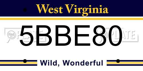 5BBE80 West Virginia License Plate