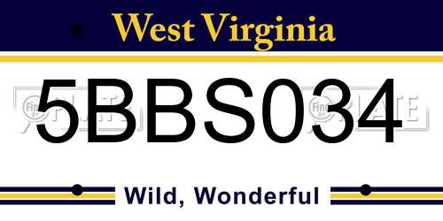 5BBS034 West Virginia License Plate