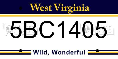 5BC1405 West Virginia License Plate