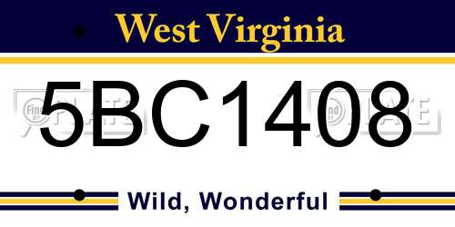 5BC1408 West Virginia License Plate
