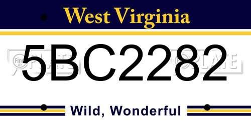 5BC2282 West Virginia License Plate