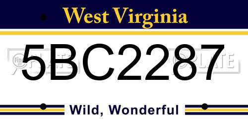 5BC2287 West Virginia License Plate