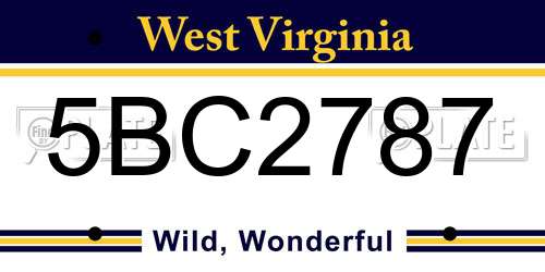 5BC2787 West Virginia License Plate