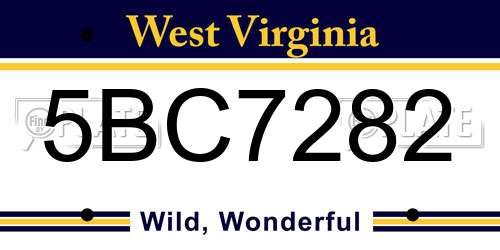 5BC7282 West Virginia License Plate