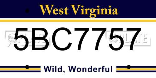 5BC7757 West Virginia License Plate