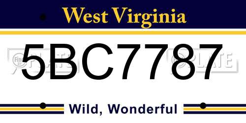 5BC7787 West Virginia License Plate