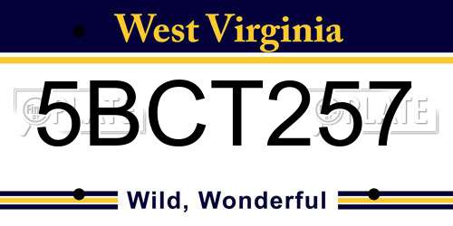 5BCT257 West Virginia License Plate